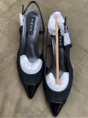 NWOB AQUA "Koko" Suede & Patent Slingbacks | 8M 🏛️🖤